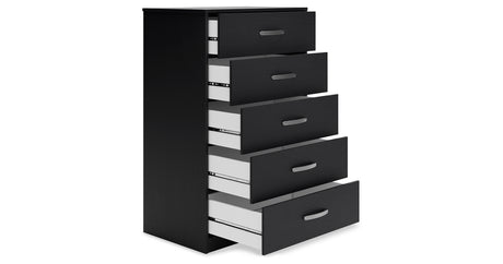 Finch Queen Panel Platform Bed with Dresser and Chest in Black/Brown from Ashley Furniture - Luna Furniture