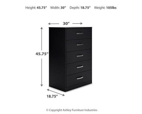 Finch Queen Platform Bed with Dresser and Chest in Black from Ashley - Luna Furniture