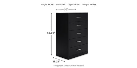 Finch Queen Panel Headboard with Dresser, Chest and 2 Nightstands in Black from Ashley Furniture - Luna Furniture