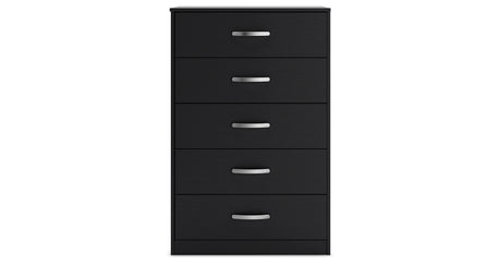 Finch Queen Panel Headboard with Dresser, Chest and 2 Nightstands in Black from Ashley Furniture - Luna Furniture