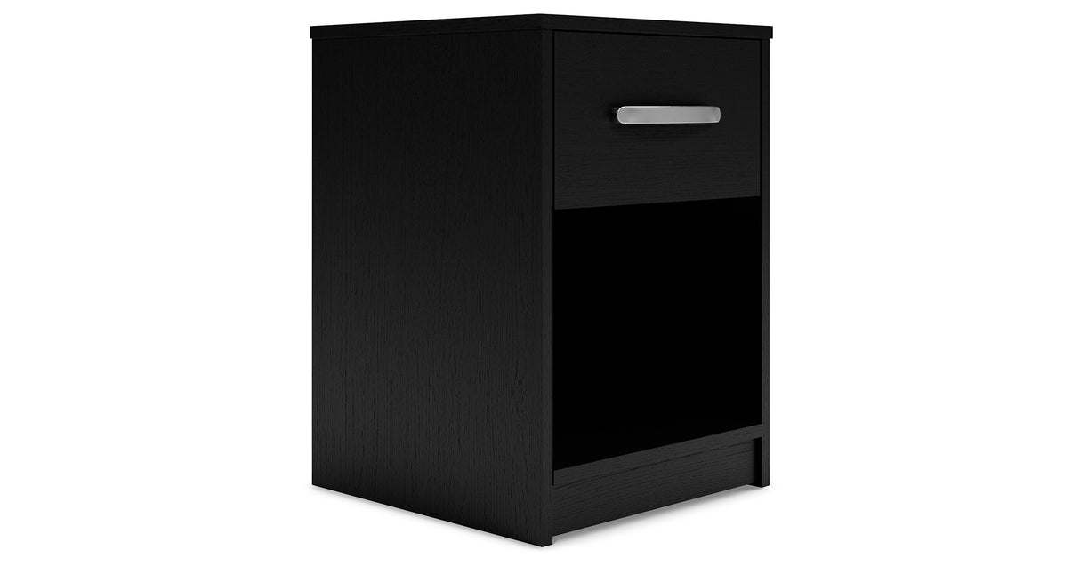 Finch Queen Panel Platform Bed with 2 Nightstands in Black/Brown from Ashley Furniture - Luna Furniture