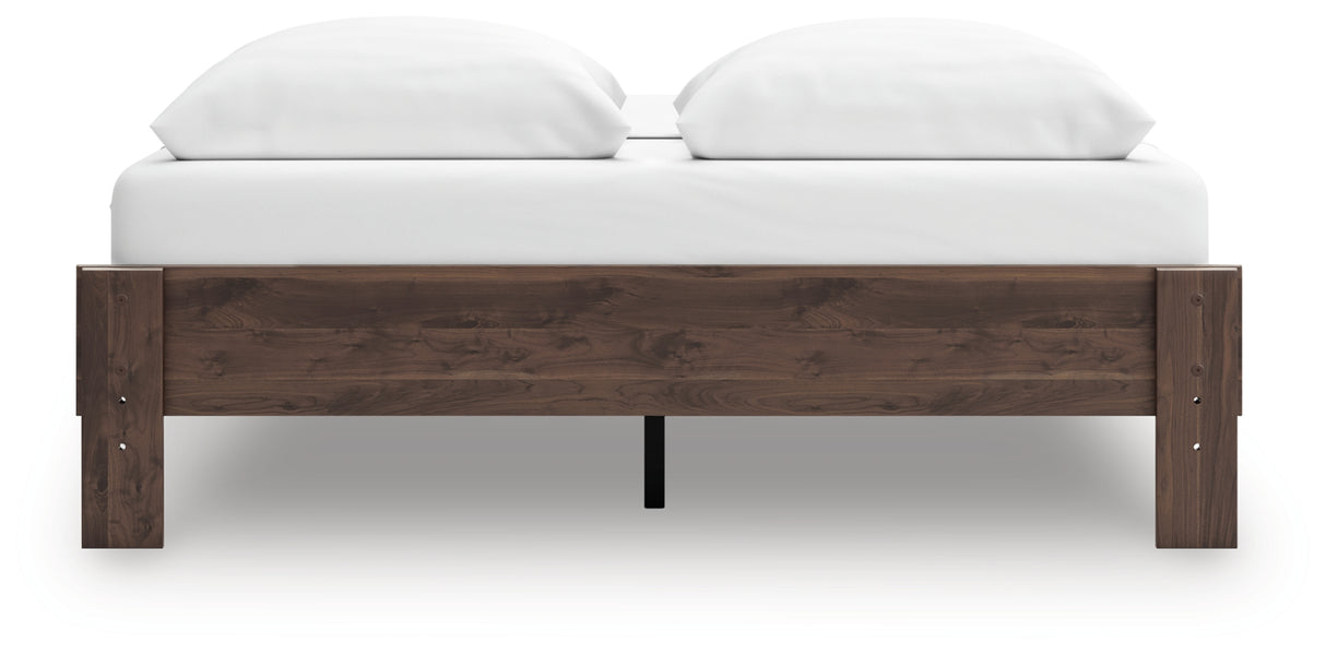 Calverson Mocha Queen Platform Base Bed from Ashley Furniture - Luna Furniture