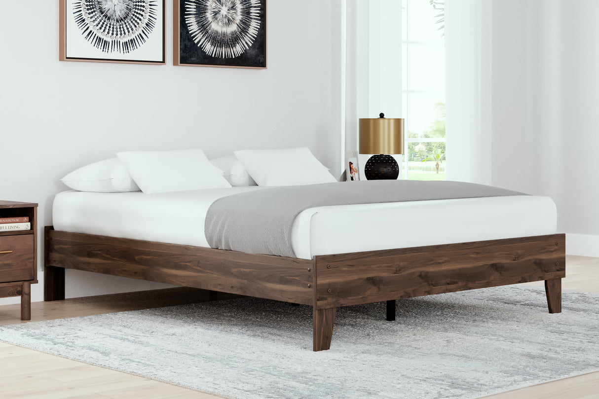 Calverson Queen Platform Bed with 2 Nightstands in Mocha from Ashley - Luna Furniture