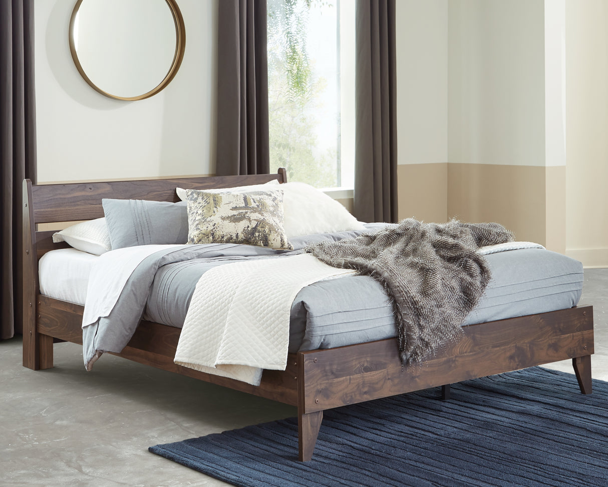 Calverson Mocha Queen Platform Bed from Ashley - Luna Furniture