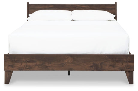 Calverson Mocha Queen Panel Platform Bed with Dresser and Nightstand from Ashley Furniture - Luna Furniture