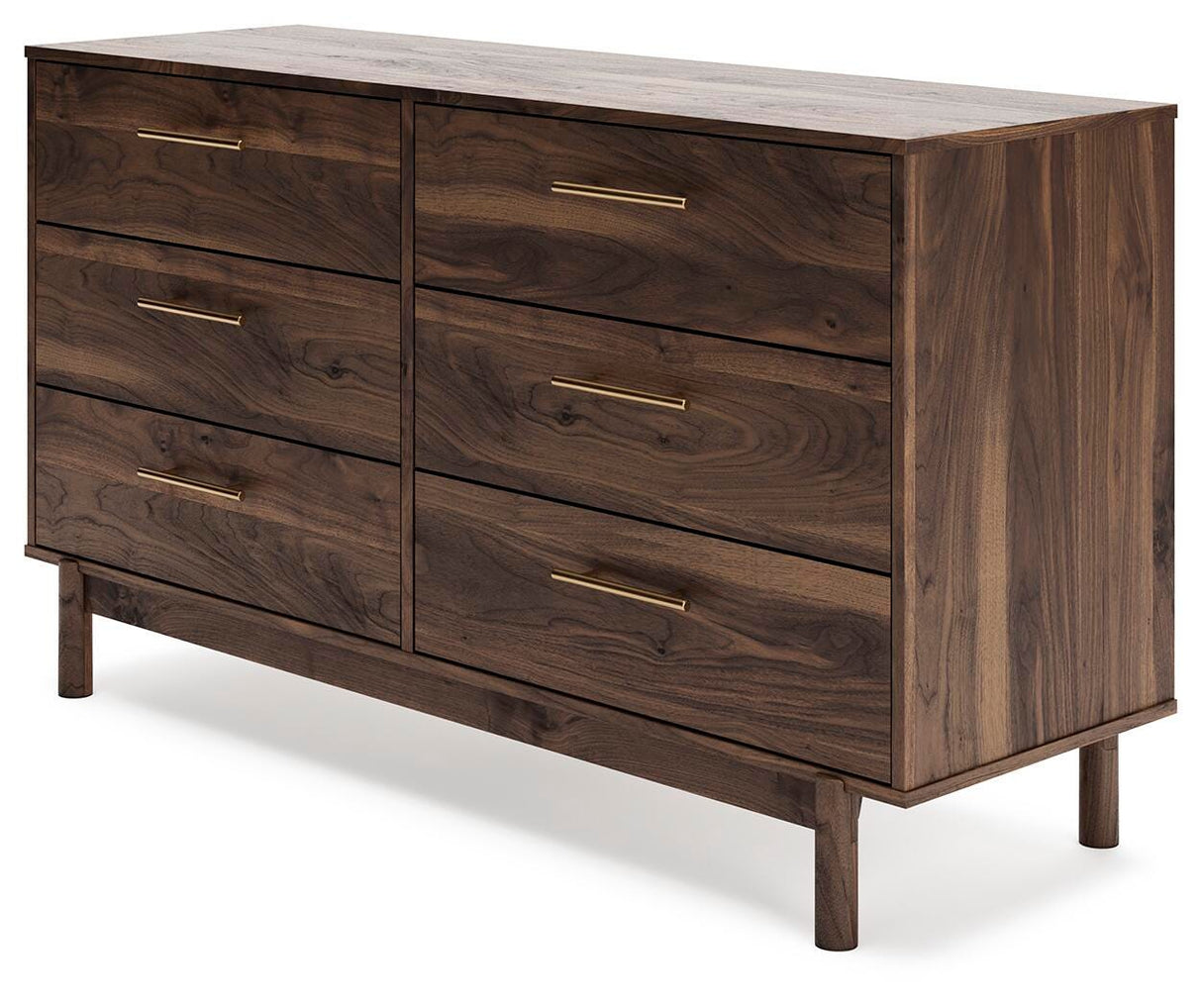 Calverson Mocha Queen Panel Platform Bed with Dresser and Nightstand from Ashley Furniture - Luna Furniture