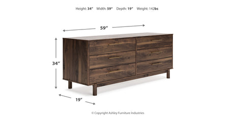 Calverson Mocha Full Platform Bed with Dresser from Ashley Furniture - Luna Furniture