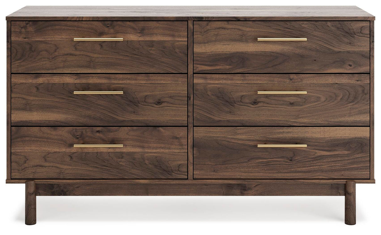 Calverson Mocha Queen Panel Platform Bed with Dresser and Nightstand from Ashley Furniture - Luna Furniture
