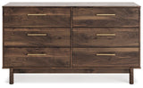 Calverson Mocha Queen Panel Platform Bed with Dresser and Nightstand from Ashley Furniture - Luna Furniture