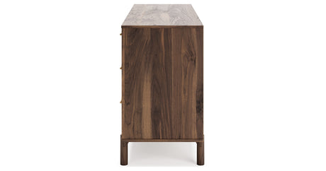 Calverson Mocha Queen Panel Headboard with Dresser, Chest and 2 Nightstands from Ashley Furniture - Luna Furniture