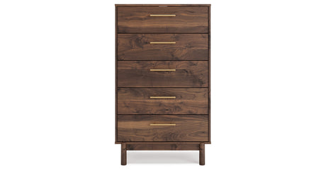 Calverson Mocha Queen Panel Headboard with Dresser, Chest and Nightstand from Ashley Furniture - Luna Furniture