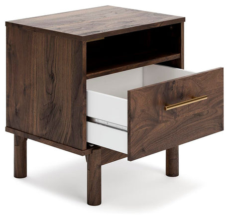 Calverson Full Platform Bed with 2 Nightstands in Mocha from Ashley Furniture - Luna Furniture