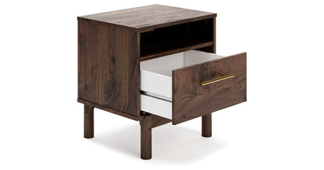 Calverson Mocha Full Panel Platform Bed with 2 Nightstands from Ashley Furniture - Luna Furniture