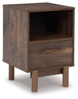 Calverson Mocha Queen Panel Platform Bed with Dresser and Nightstand from Ashley - Luna Furniture