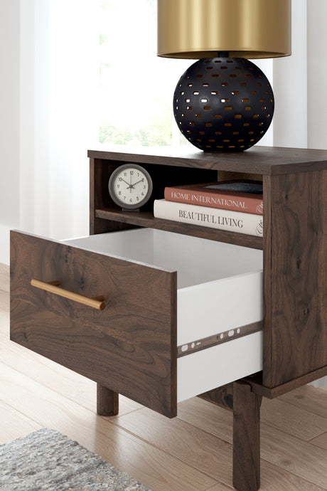 Calverson Mocha Nightstand from Ashley Furniture - Luna Furniture