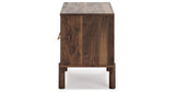 Calverson Mocha Queen Panel Headboard with Dresser and 2 Nightstands from Ashley Furniture - Luna Furniture