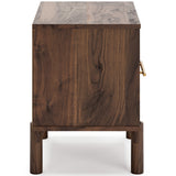 Calverson Queen Platform Bed with 2 Nightstands in Mocha from Ashley - Luna Furniture