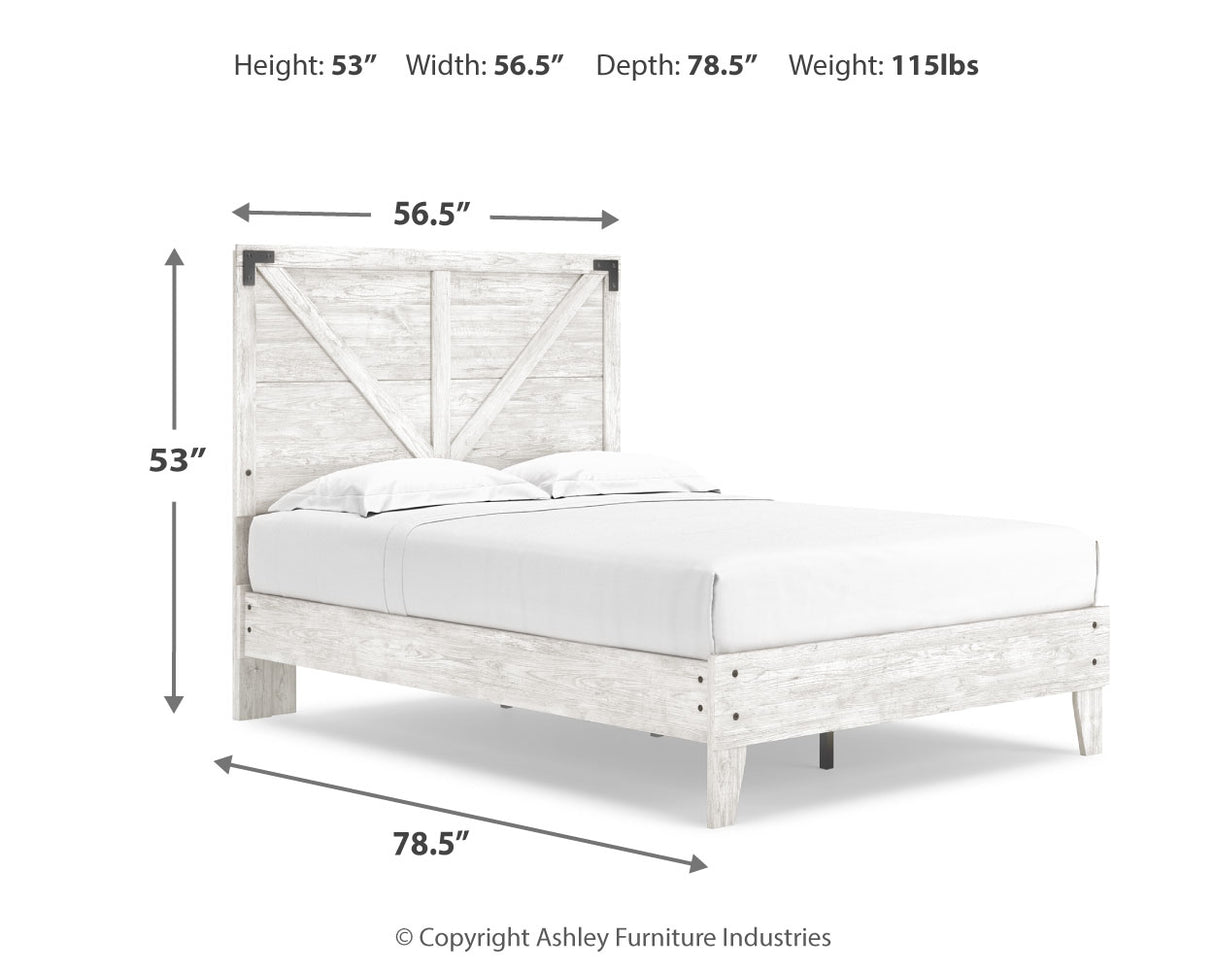 Shawburn Full Panel Platform Bed with 2 Nightstands in White/Dark Charcoal Gray from Ashley - Luna Furniture