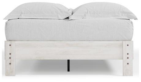 Shawburn Full Platform Bed with 2 Nightstands in Whitewash from Ashley Furniture - Luna Furniture