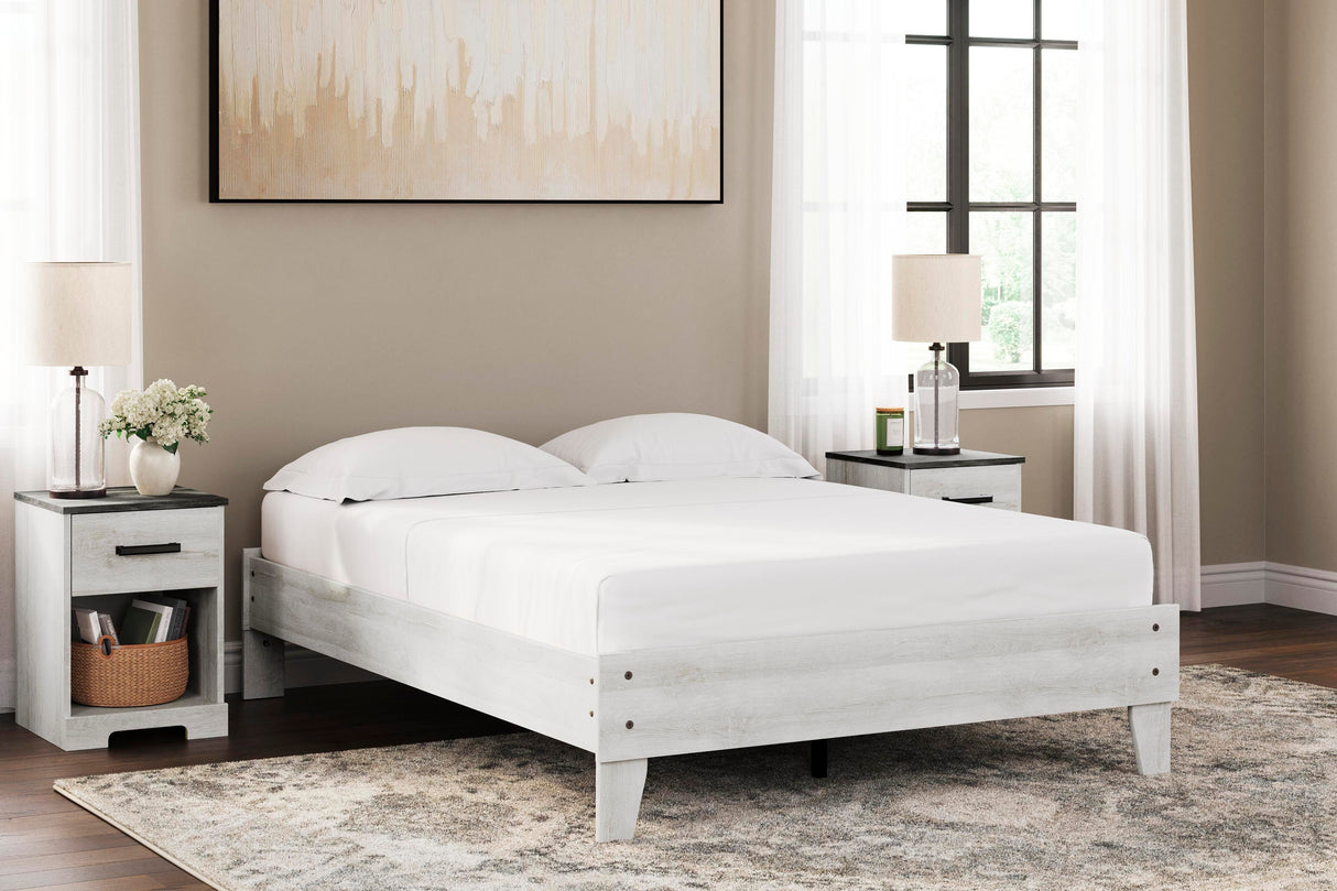 Shawburn Whitewash Full Platform Base Bed from Ashley Furniture - Luna Furniture