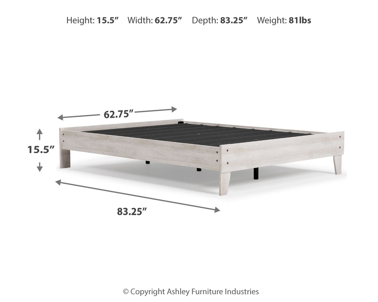 Shawburn Queen Platform Bed with Dresser and Chest in Whitewash from Ashley Furniture - Luna Furniture