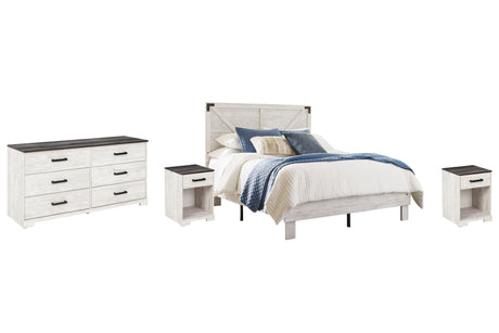 Shawburn Full Platform Bed with Dresser and 2 Nightstands in White/Dark Charcoal Gray from Ashley Furniture - Luna Furniture
