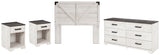 Shawburn Full Panel Headboard Bed with Dresser and 2 Nightstands in Whitewash from Ashley Furniture - Luna Furniture