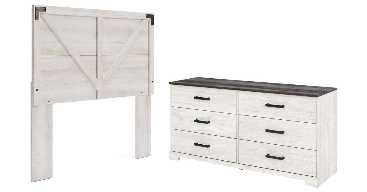 Shawburn Full Panel Headboard Bed with Dresser in Whitewash from Ashley Furniture - Luna Furniture