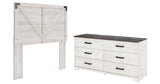 Shawburn Full Panel Headboard Bed with Dresser in Whitewash from Ashley Furniture - Luna Furniture