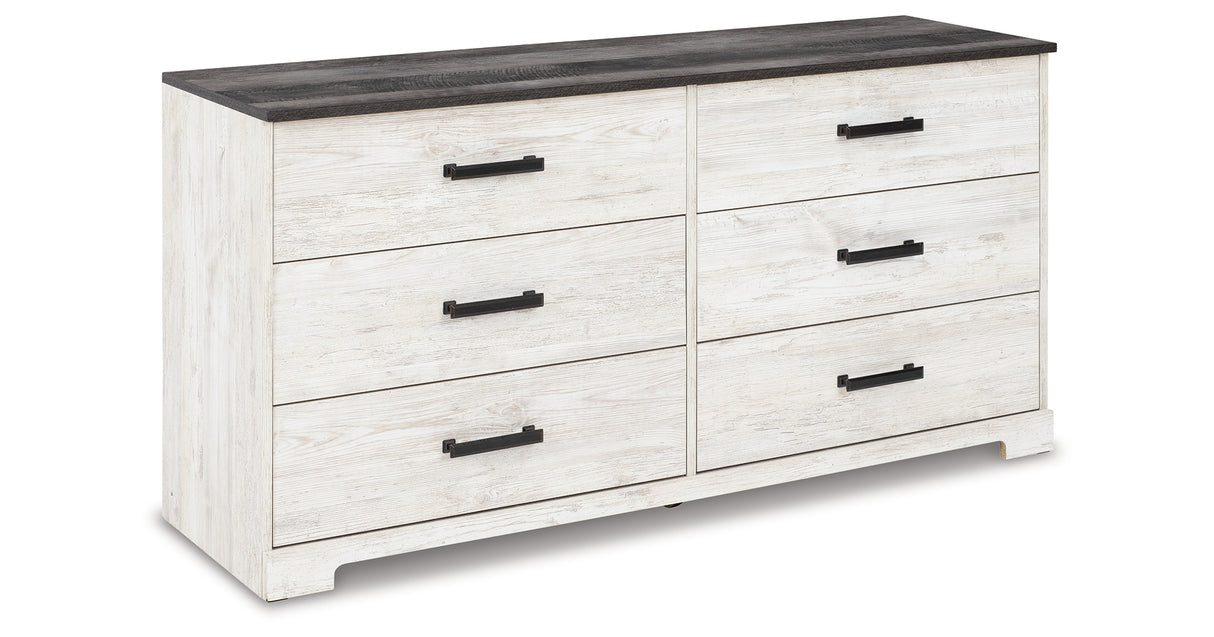 Shawburn Full Panel Headboard Bed with Dresser and 2 Nightstands in Whitewash from Ashley Furniture - Luna Furniture