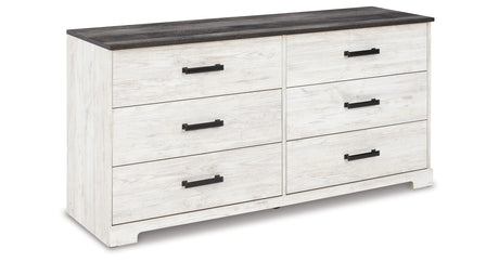 Shawburn Full Panel Headboard Bed with Dresser and 2 Nightstands in Whitewash from Ashley Furniture - Luna Furniture
