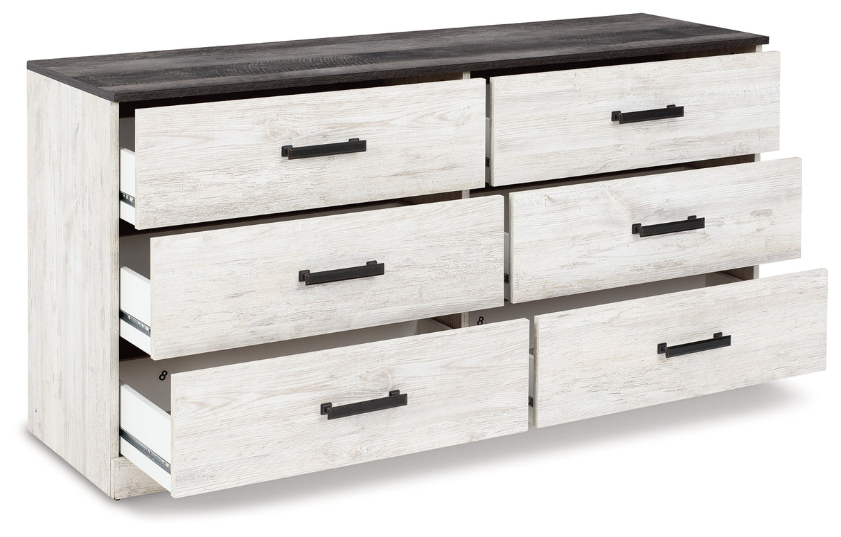 Shawburn Full Panel Headboard Bed with Dresser and 2 Nightstands in Whitewash from Ashley Furniture - Luna Furniture