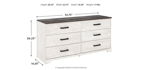 Shawburn Queen Platform Bed with Dresser and 2 Nightstands in Whitewash from Ashley Furniture - Luna Furniture