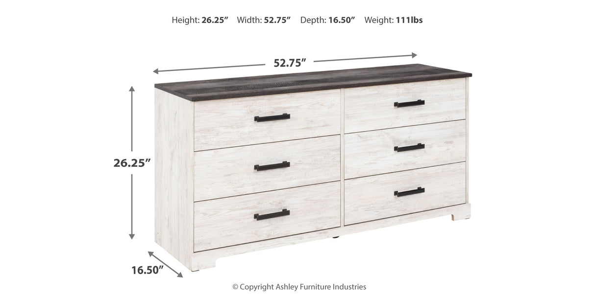 Shawburn Full Platform Bed with Dresser in Whitewash from Ashley - Luna Furniture