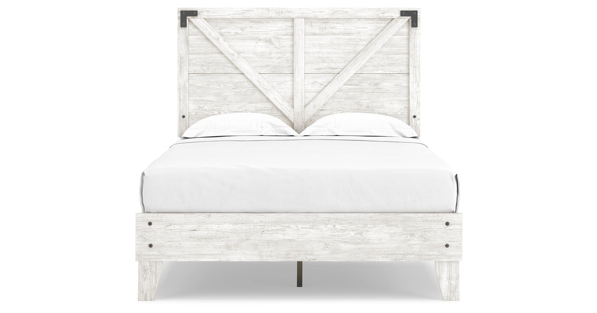Shawburn Full Panel Platform Bed with 2 Nightstands in White/Dark Charcoal Gray from Ashley Furniture - Luna Furniture
