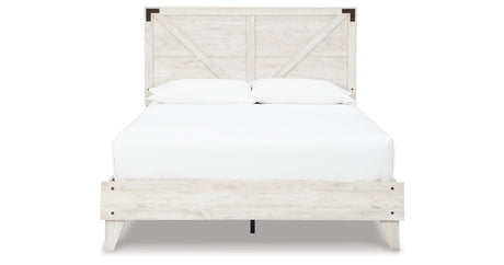 Shawburn Queen Panel Platform Bed with 2 Nightstands in White/Dark Charcoal Gray from Ashley Furniture - Luna Furniture