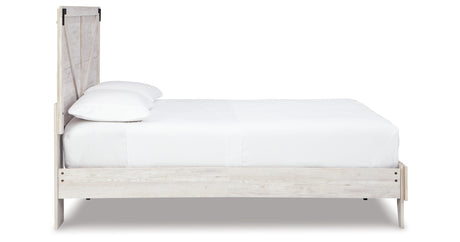 Shawburn Queen Panel Platform Bed with 2 Nightstands in White/Dark Charcoal Gray from Ashley Furniture - Luna Furniture