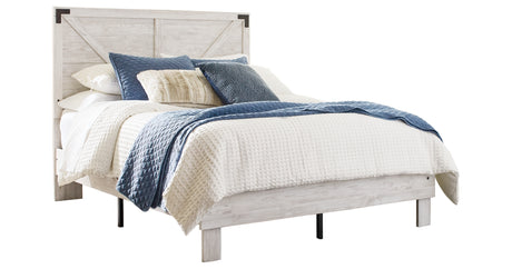 Shawburn Queen Platform Bed with Dresser and 2 Nightstands in White/Dark Charcoal Gray from Ashley Furniture - Luna Furniture