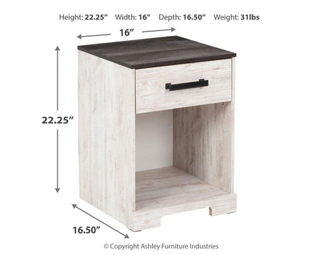 Shawburn Full Panel Headboard Bed with Dresser and 2 Nightstands in Whitewash from Ashley Furniture - Luna Furniture