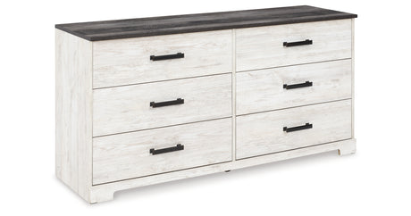 Shawburn Full Platform Bed with Dresser, Chest and Nightstand in White/Dark Charcoal Gray from Ashley Furniture - Luna Furniture
