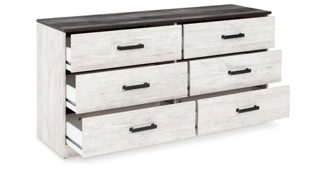 Shawburn Full Platform Bed with Dresser, Chest and Nightstand in White/Dark Charcoal Gray from Ashley Furniture - Luna Furniture