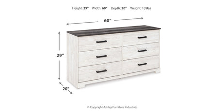 Shawburn Full Platform Bed with Dresser in White/Dark Charcoal Gray from Ashley Furniture - Luna Furniture