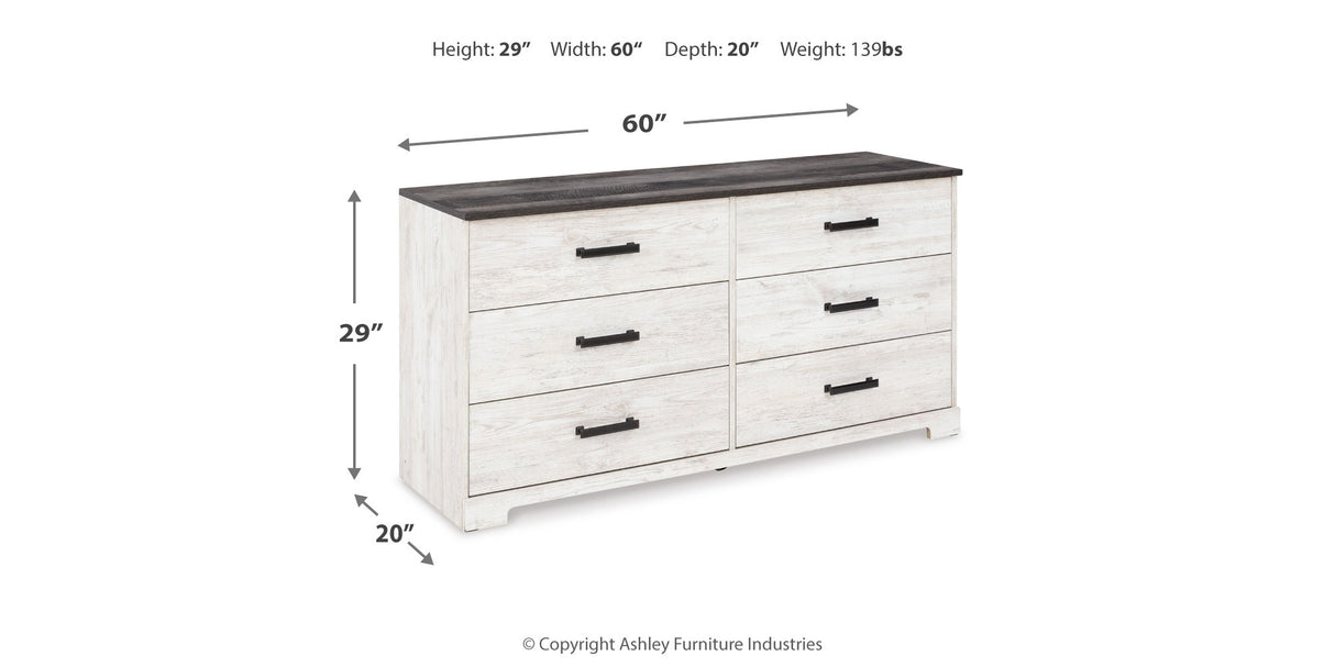Shawburn Queen Platform Bed with Dresser in Whitewash from Ashley Furniture - Luna Furniture