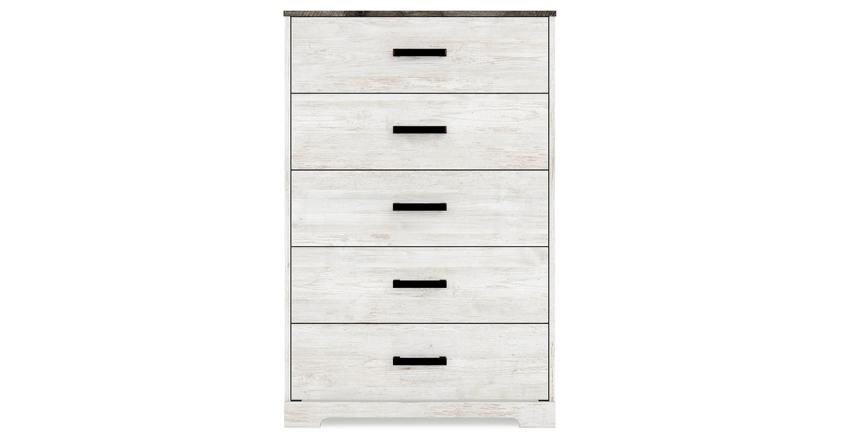 Shawburn Queen Platform Bed with Dresser and Chest in White/Dark Charcoal Gray from Ashley Furniture - Luna Furniture