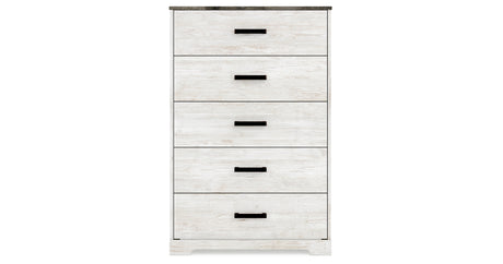 Shawburn Full Platform Bed with Dresser, Chest and Nightstand in White/Dark Charcoal Gray from Ashley Furniture - Luna Furniture