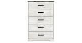 Shawburn Queen Platform Bed with Dresser, Chest and Nightstand in Whitewash from Ashley Furniture - Luna Furniture