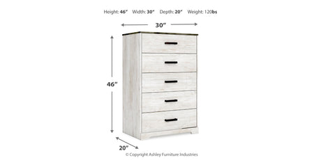 Shawburn Full Platform Bed with Dresser, Chest and Nightstand in White/Dark Charcoal Gray from Ashley Furniture - Luna Furniture