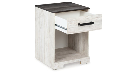 Shawburn Queen Panel Platform Bed with 2 Nightstands in White/Dark Charcoal Gray from Ashley Furniture - Luna Furniture