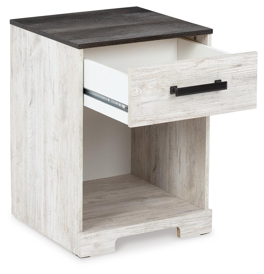 Shawburn Full Platform Bed with 2 Nightstands in Whitewash from Ashley Furniture - Luna Furniture