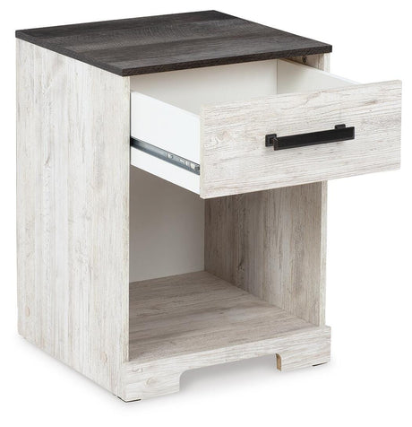 Shawburn Full Platform Bed with 2 Nightstands in Whitewash from Ashley Furniture - Luna Furniture